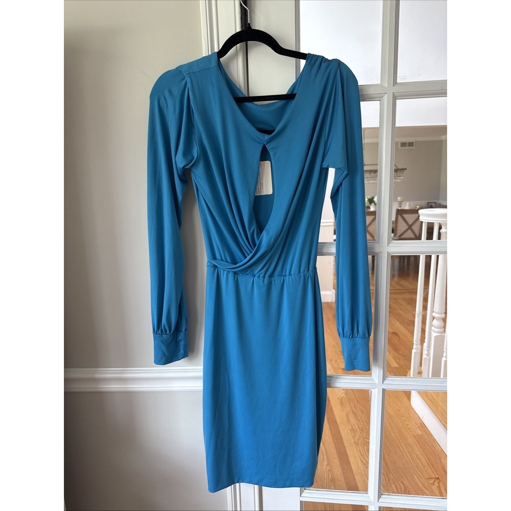Pia Gladys Perey Formal Cocktail Dress Size 4 Summer Blue Long Sleeve Boutique